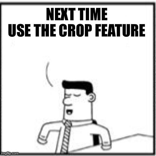 Topper, the one-upper | NEXT TIME
USE THE CROP FEATURE | image tagged in topper the one-upper | made w/ Imgflip meme maker