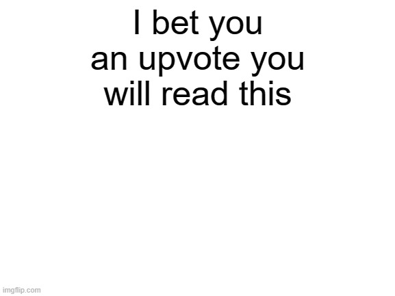 bet | I bet you an upvote you will read this | image tagged in blank white template | made w/ Imgflip meme maker