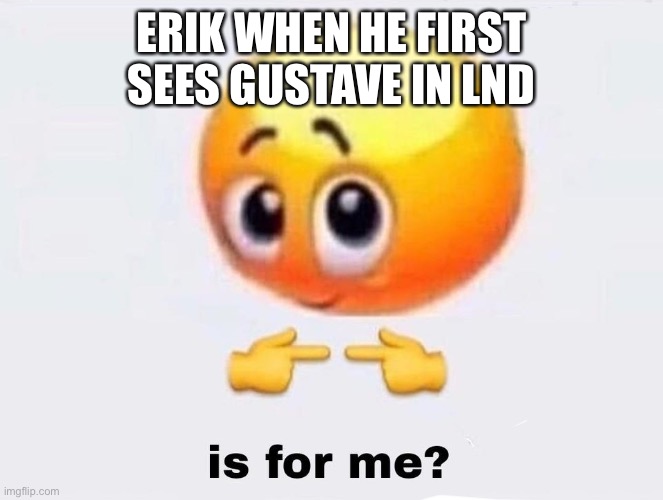 Is it for me? | ERIK WHEN HE FIRST SEES GUSTAVE IN LND | image tagged in is it for me | made w/ Imgflip meme maker