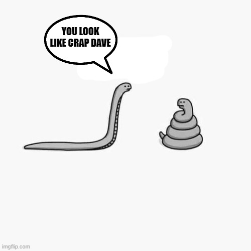 say it like it is | YOU LOOK LIKE CRAP DAVE | image tagged in poop emoji,snake | made w/ Imgflip meme maker