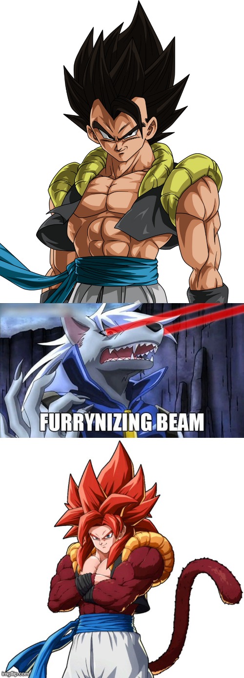 Fluffy muscles xD | image tagged in furrynizing beam,dragon ball,gogeta,furry,memes,muscles | made w/ Imgflip meme maker