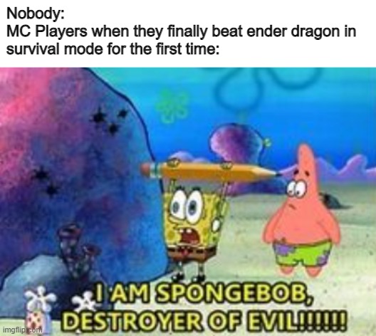 Destroyer of evil | Nobody:
MC Players when they finally beat ender dragon in 
survival mode for the first time: | image tagged in destroyer of evil,minecraft,memes,funny,oh wow are you actually reading these tags | made w/ Imgflip meme maker