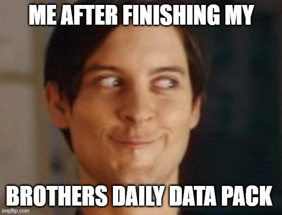 FUNNY MEMES | ME AFTER FINISHING MY; BROTHERS DAILY DATA PACK | image tagged in memes,spiderman peter parker | made w/ Imgflip meme maker