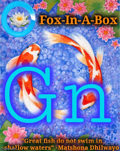 Gn | image tagged in fox-in-a-box fish temp | made w/ Imgflip meme maker