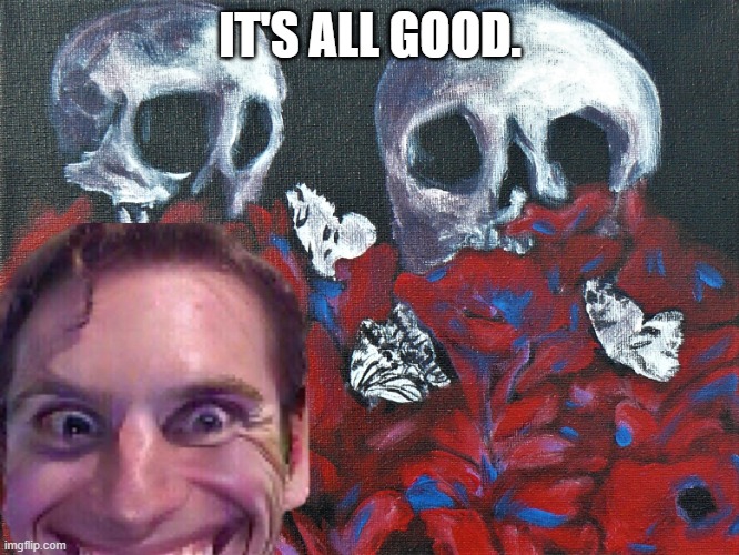 It's all good | IT'S ALL GOOD. | image tagged in skulls | made w/ Imgflip meme maker