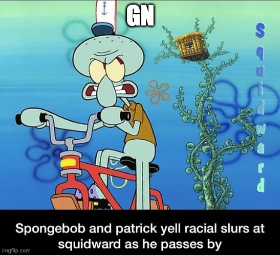 Spongebob and Patrick yell racial slurs at squidward | GN | image tagged in spongebob and patrick yell racial slurs at squidward | made w/ Imgflip meme maker