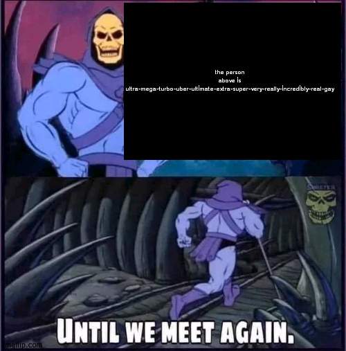 Until we meet again. | the person above is ultra-mega-turbo-uber-ultimate-extra-super-very-really-incredibly-real-gay | image tagged in until we meet again | made w/ Imgflip meme maker