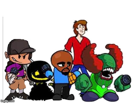 *player 5 has joined* | image tagged in fnf,bob,shaggy,matt,scout,tricky | made w/ Imgflip meme maker