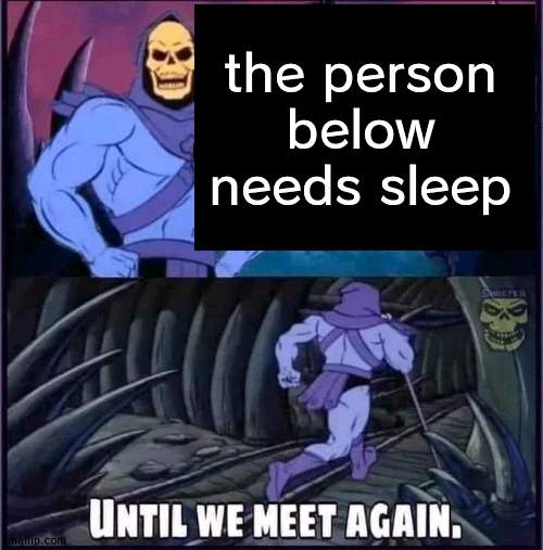 Until we meet again. | the person below needs sleep | image tagged in until we meet again | made w/ Imgflip meme maker