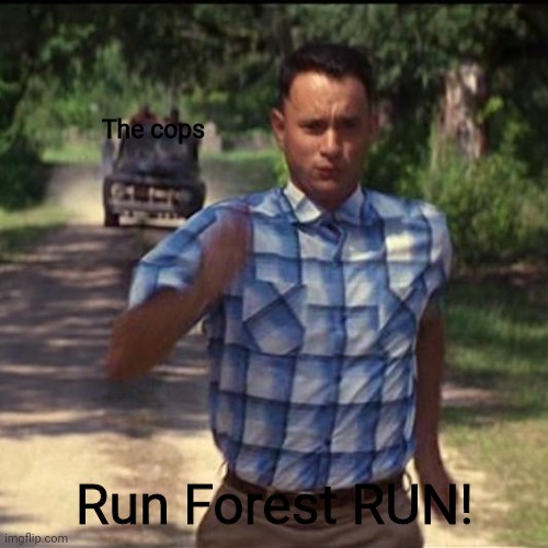run forest run | The cops Run Forest RUN! | image tagged in run forest run | made w/ Imgflip meme maker