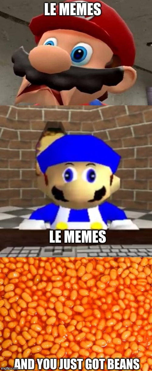 Did I ask you what do you want to get something? | LE MEMES; LE MEMES; AND YOU JUST GOT BEANS | image tagged in beans,mario,food,memes | made w/ Imgflip meme maker