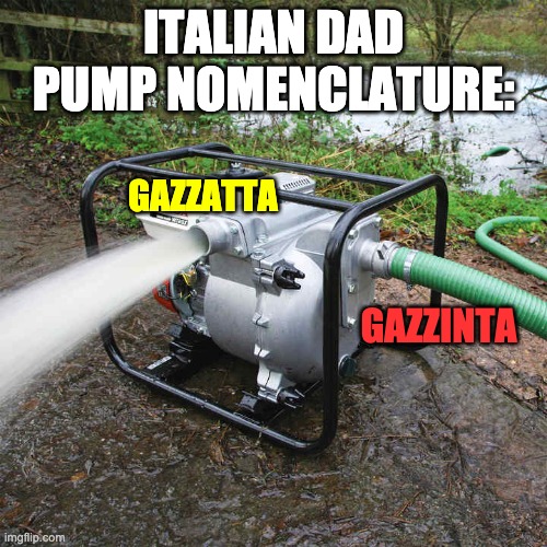 It gazzinta there and gazzatta there. | ITALIAN DAD PUMP NOMENCLATURE:; GAZZATTA; GAZZINTA | made w/ Imgflip meme maker