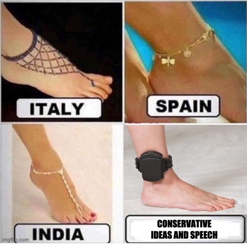Ankle bracelets | CONSERVATIVE IDEAS AND SPEECH | image tagged in cancel culture | made w/ Imgflip meme maker