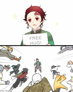 High Quality Tanjiro free hug Blank Meme Template