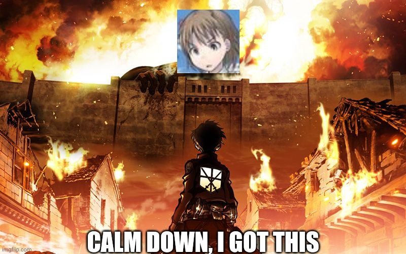 Attack On Titan | CALM DOWN, I GOT THIS | image tagged in attack on titan | made w/ Imgflip meme maker