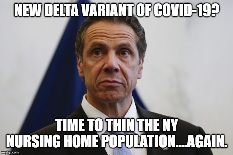 Andrew Cuomo | NEW DELTA VARIANT OF COVID-19? TIME TO THIN THE NY NURSING HOME POPULATION....AGAIN. | image tagged in andrew cuomo | made w/ Imgflip meme maker