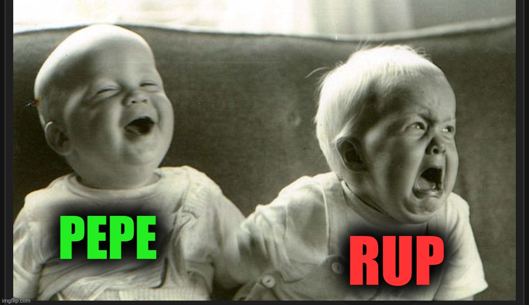 SCUMBAG RUP CLAIMS TO BE FREE SPEECH ADVOCATES ON THIS STREAM, TRIGGERED BY RICHARD TEMPLATES, HOLLYWOOD MOVIES | PEPE; RUP | image tagged in laugh cry twin babies,scumbag rup,free speech,triggered | made w/ Imgflip meme maker