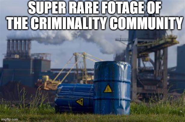 the community is so toxic litterly its more toxic than pollution on earth | SUPER RARE FOTAGE OF THE CRIMINALITY COMMUNITY | image tagged in original meme,toxic | made w/ Imgflip meme maker