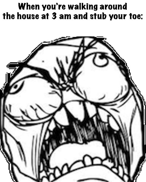 FFFFFFFFUUUUUUUUUUU | When you’re walking around the house at 3 am and stub your toe: | image tagged in ffffffffuuuuuuuuuuu | made w/ Imgflip meme maker