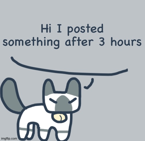Cat | Hi I posted something after 3 hours | image tagged in cat | made w/ Imgflip meme maker