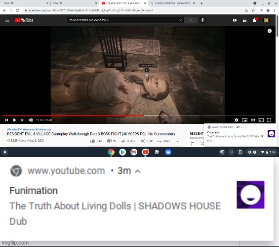 so i was watching resident evil 8 gameplay and a sus notifiction popped up | image tagged in fun | made w/ Imgflip meme maker