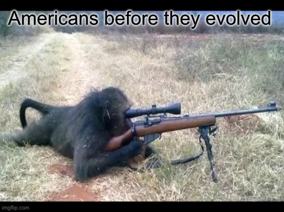 Hmmm | Americans before they evolved | image tagged in guns,america,memes | made w/ Imgflip meme maker