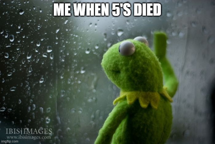 kermit window | ME WHEN 5'S DIED | image tagged in kermit window | made w/ Imgflip meme maker