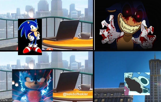 Sonic Jumps Off Of A Building | image tagged in sonic jumps off of a building | made w/ Imgflip meme maker