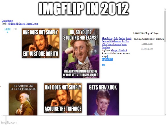 imgflip in 2011 | IMGFLIP IN 2012 | image tagged in imgflip,2012 | made w/ Imgflip meme maker