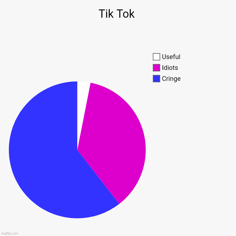 Tik Tok | Cringe, Idiots, Useful | image tagged in charts,pie charts | made w/ Imgflip chart maker