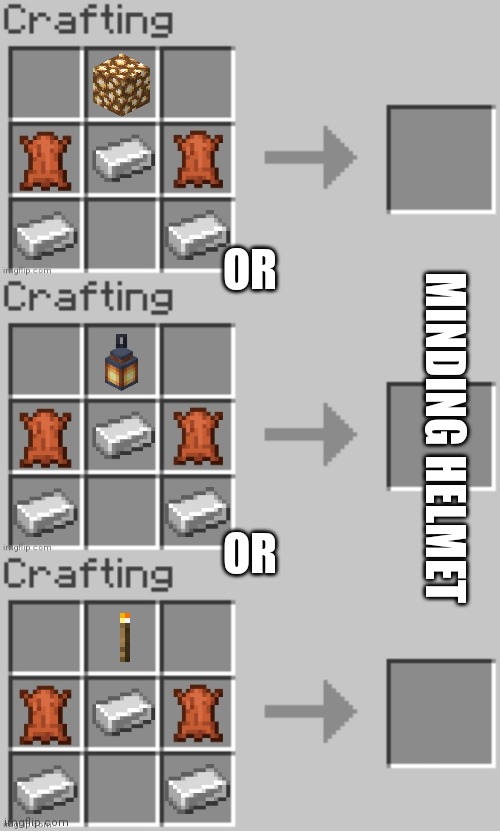 Meant to write mining helmet | OR; MINDING HELMET; OR | image tagged in minecraft | made w/ Imgflip meme maker