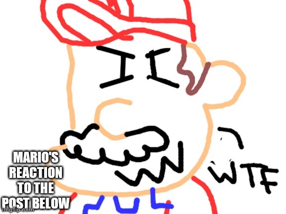 Mario's confused | MARIO'S REACTION TO THE POST BELOW | image tagged in mario's confused | made w/ Imgflip meme maker