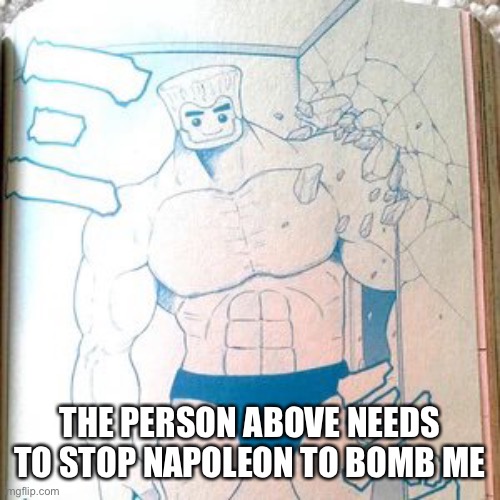 Buff zane | THE PERSON ABOVE NEEDS TO STOP NAPOLEON TO BOMB ME | image tagged in buff zane | made w/ Imgflip meme maker