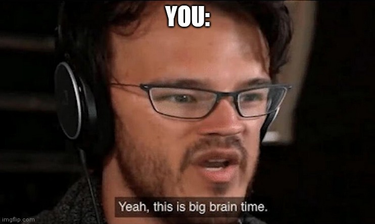 Big Brain Time | YOU: | image tagged in big brain time | made w/ Imgflip meme maker