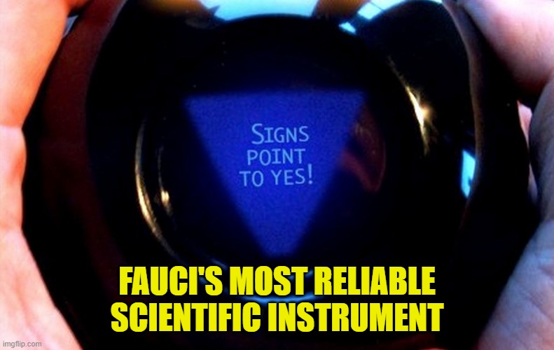 Magic 8 ball  | FAUCI'S MOST RELIABLE SCIENTIFIC INSTRUMENT | image tagged in magic 8 ball | made w/ Imgflip meme maker