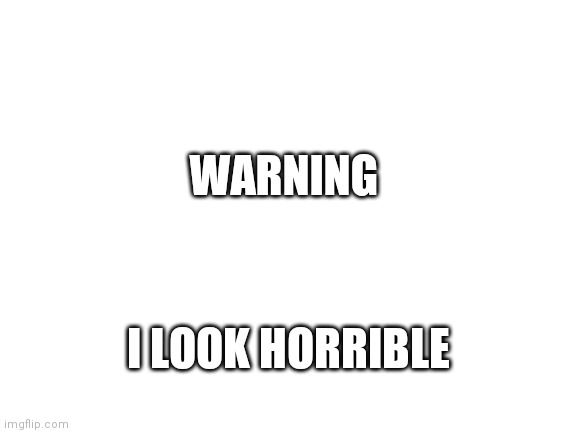 Next post I make | WARNING; I LOOK HORRIBLE | image tagged in blank white template | made w/ Imgflip meme maker