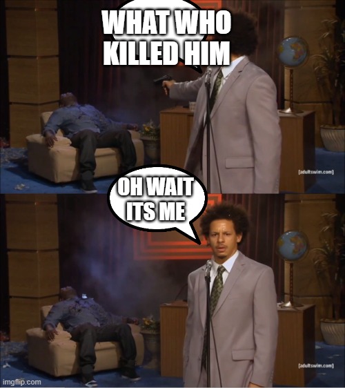 accident | WHAT WHO KILLED HIM; OH WAIT ITS ME | image tagged in memes,who killed hannibal | made w/ Imgflip meme maker