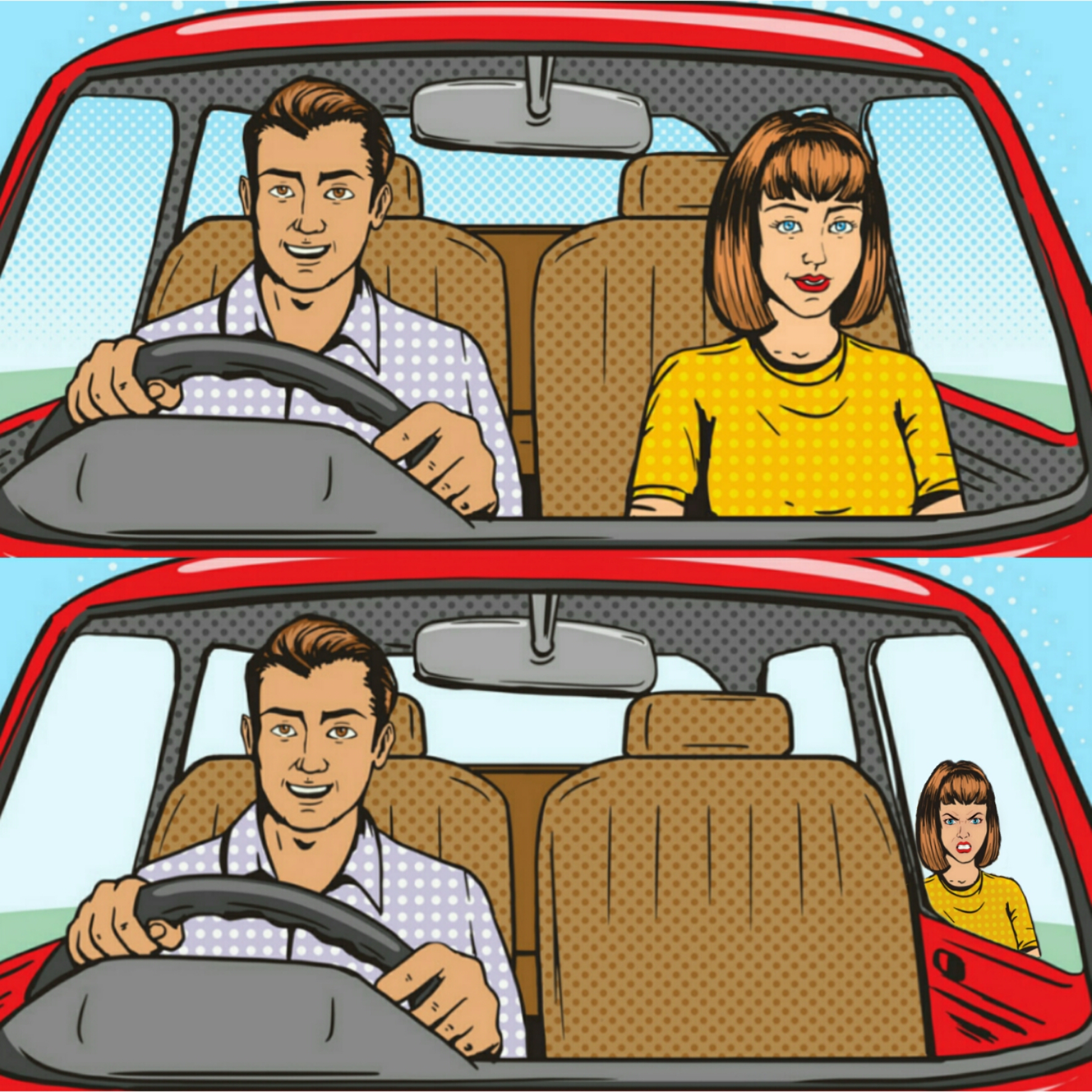 guy & girl in a car Blank Meme Template