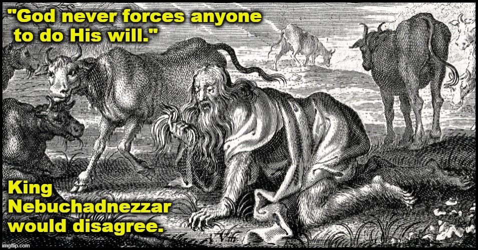 King Nebuchadnezzar / God's Sovereignty | image tagged in sovereignty of god,calvinist memes,calvinist humor,free will,king nebuchadnezzar,arminian | made w/ Imgflip meme maker