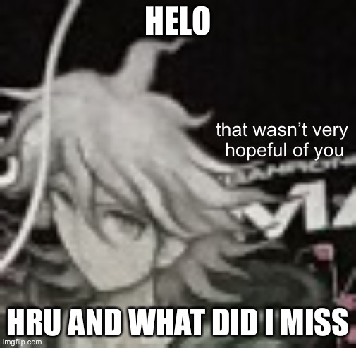 That Wasn’t Very Hopeful Of You | HELO; HRU AND WHAT DID I MISS | image tagged in that wasn t very hopeful of you | made w/ Imgflip meme maker