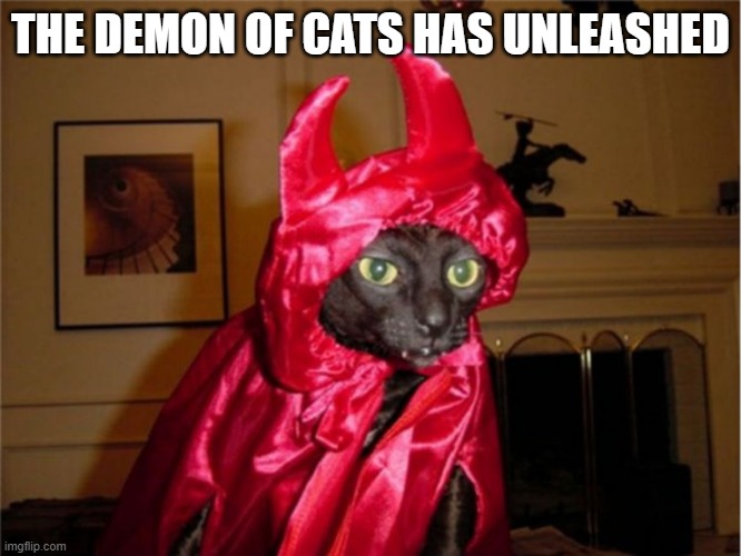 cats | THE DEMON OF CATS HAS UNLEASHED | image tagged in devil cat | made w/ Imgflip meme maker