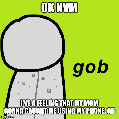 Gob Dream | OK NVM; I’VE A FEELING THAT MY MOM GONNA CAUGHT ME USING MY PHONE. GN | image tagged in gob dream | made w/ Imgflip meme maker