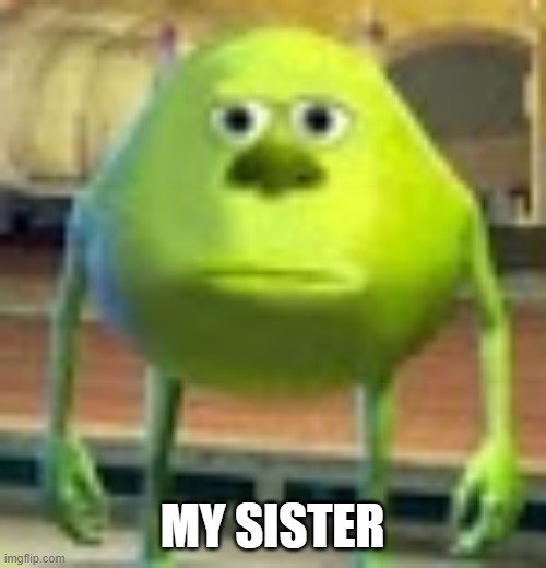 MY SISTER | image tagged in sully wazowski | made w/ Imgflip meme maker