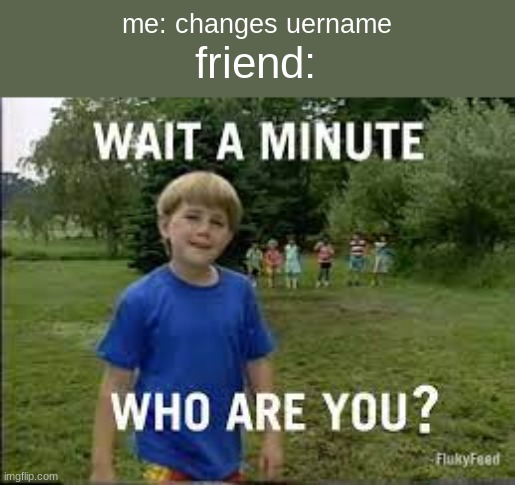 Hol up |  me: changes uername; friend: | image tagged in hol up,wait a minute,somethings wrong,lmfao | made w/ Imgflip meme maker