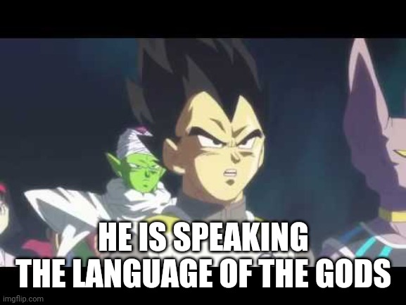he's speaking the language of gods | HE IS SPEAKING THE LANGUAGE OF THE GODS | image tagged in he's speaking the language of gods | made w/ Imgflip meme maker
