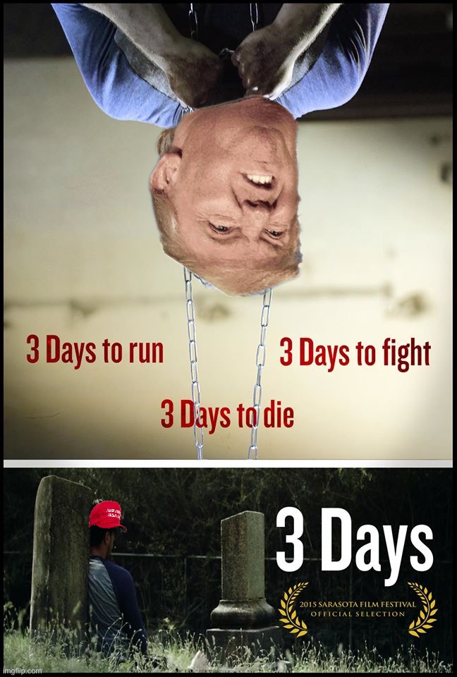3 days to run. 3 days to fight. 3 days to die. 3 days. | image tagged in 3 days,mike lindell,trump inauguration,3 days to run,3 days to fight,3 days to die | made w/ Imgflip meme maker
