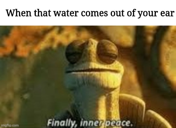 Yes | When that water comes out of your ear | image tagged in finally inner peace | made w/ Imgflip meme maker