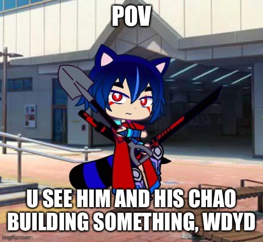 This will be a new character for Prince_of_memes | POV; U SEE HIM AND HIS CHAO BUILDING SOMETHING, WDYD | image tagged in roleplaying | made w/ Imgflip meme maker