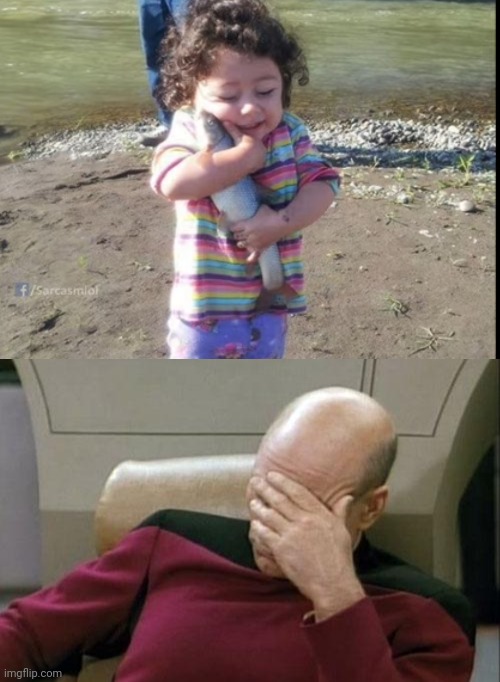 She just saved a fish from drawing | image tagged in memes,captain picard facepalm | made w/ Imgflip meme maker
