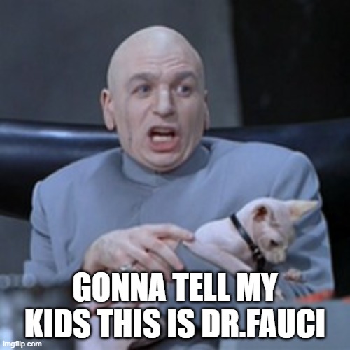Doctor Evil with Cat |  GONNA TELL MY KIDS THIS IS DR.FAUCI | image tagged in doctor evil with cat | made w/ Imgflip meme maker